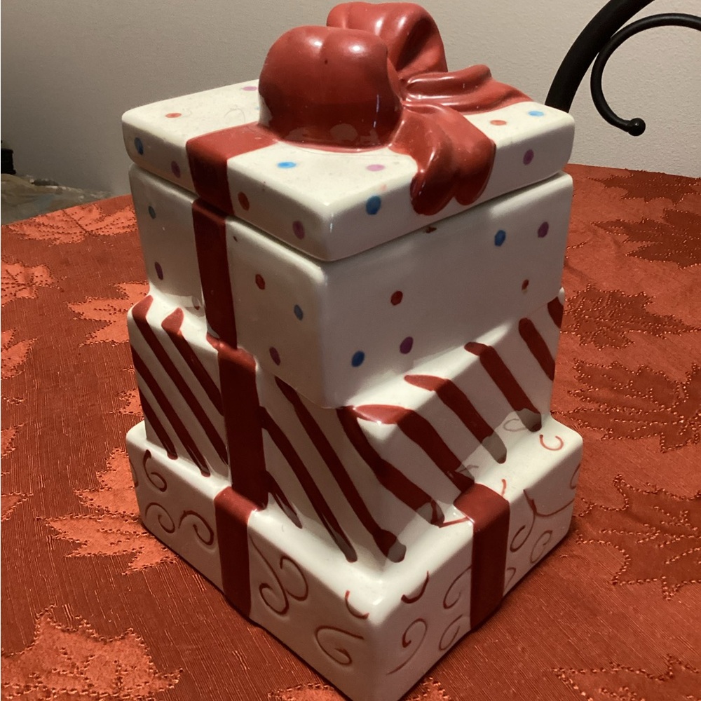 Ceramic Gift Box with Red Ribbon